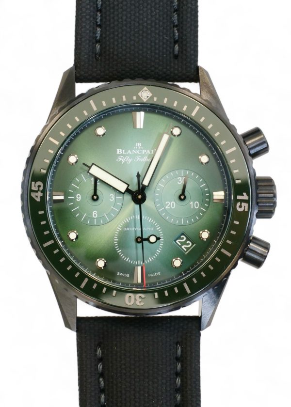 BLANCPAIN FIFTY FATHOMS BATHYSCAPHE GREEN DIAL CERAMIC CASE